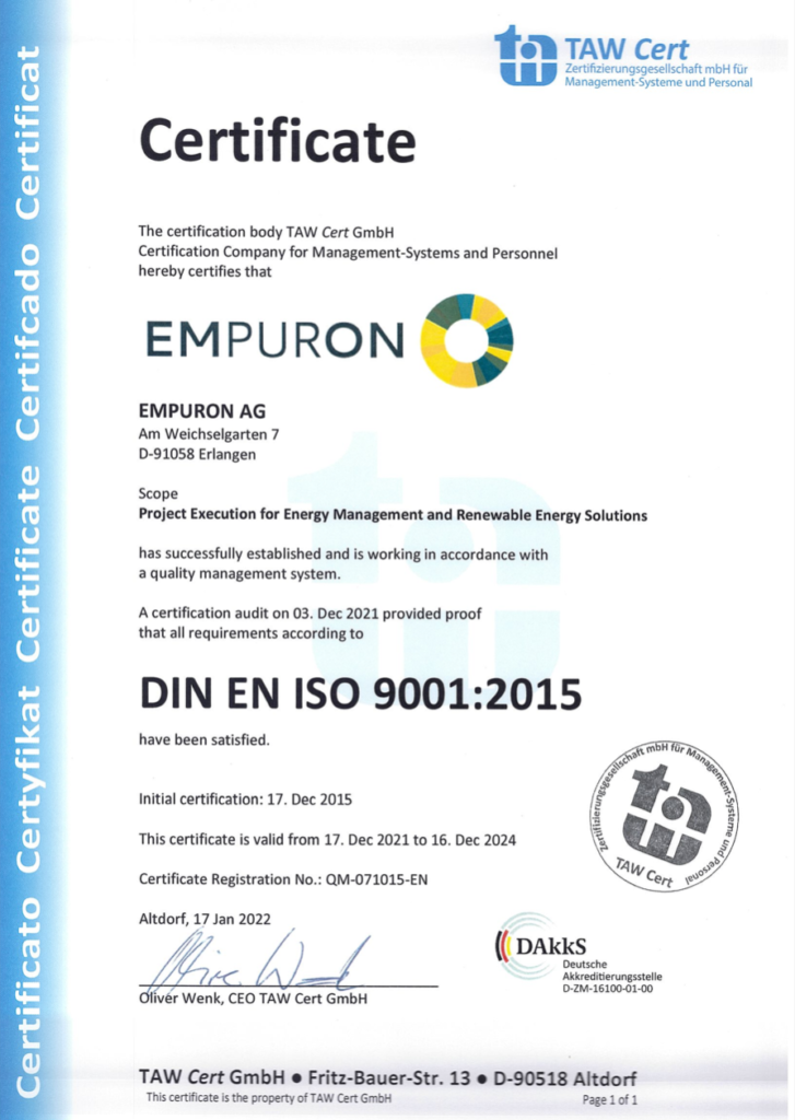 DIN EN ISO 9001 Zertifikat